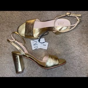 COPY - NWOT Zara Gold Heels 37